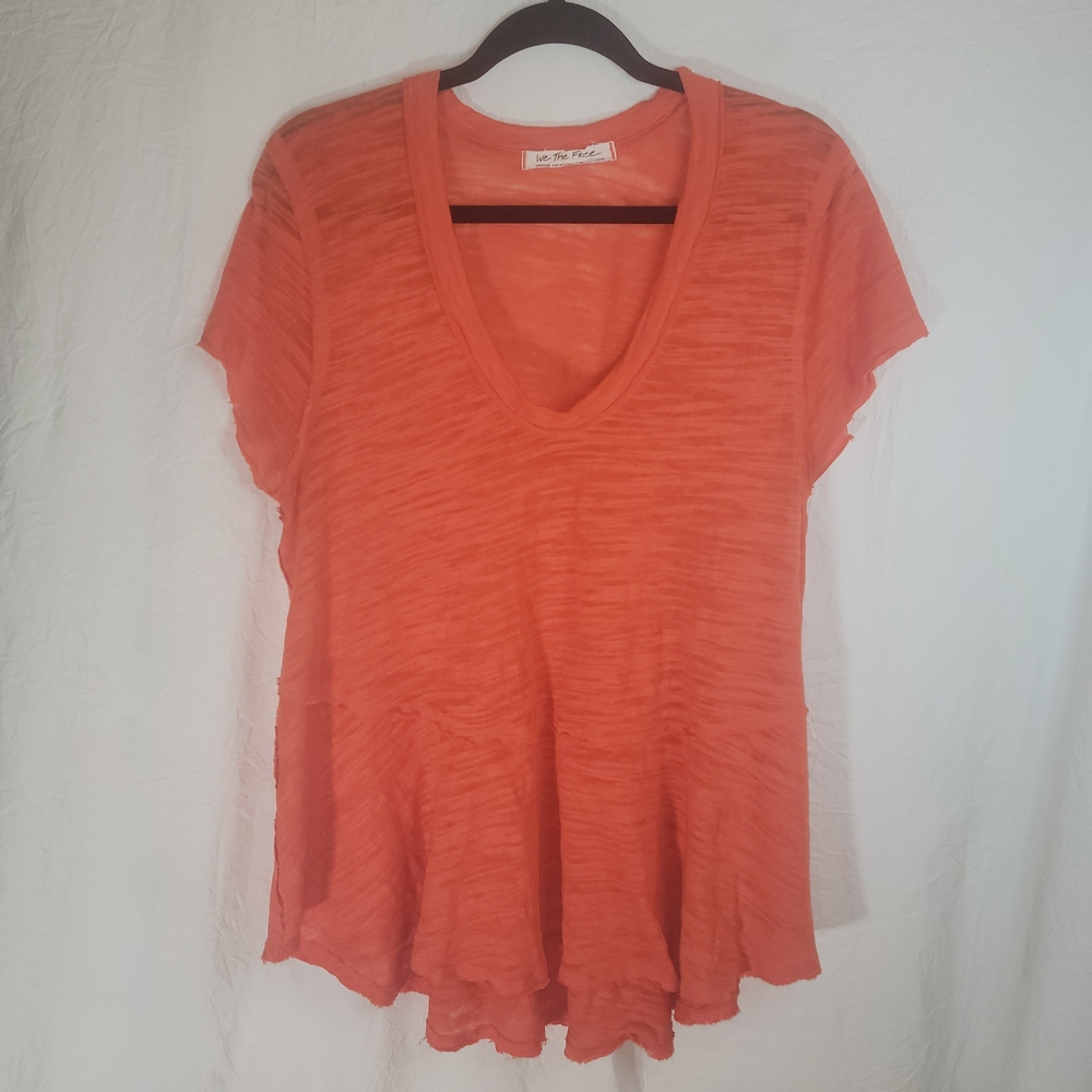 We The Free Coral Orange Short Sleeved Tunic Size Medium